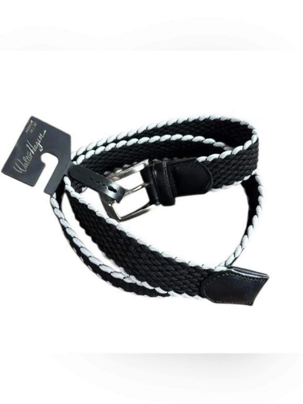 Walter Hagen Black and White Braided Men’s Belt